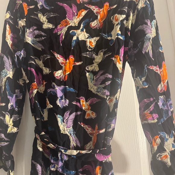 Anthropologie long sleeve shirt dress with birds - Picture 3 of 8